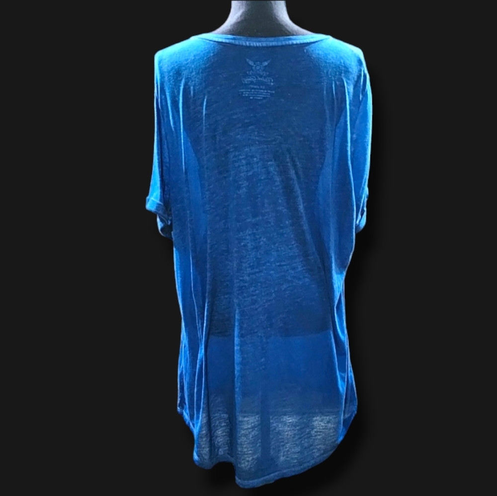 Faded Glory Short Sleeve Sheer Tee in Blue - Picture 3 of 4